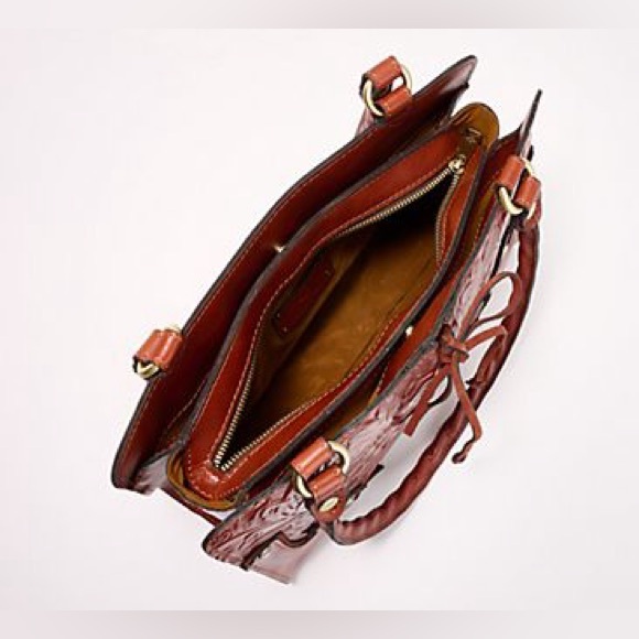 Patricia Nash Montana Sadie Hand-Tooled Leather Satchel Whiskered Brown New - Picture 12 of 13